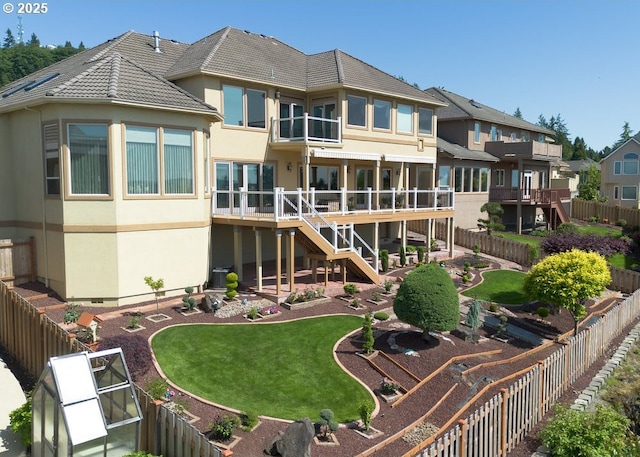 9337 SE Pennington Ct, Happy Valley, OR 97086 - rear view of house with stucco siding and stairway
