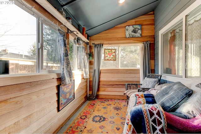 sunroom / solarium with lofted ceiling