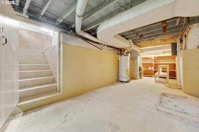 basement featuring water heater