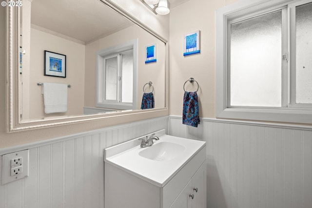 7750 SW 4th Ave, Portland, OR 97219 - bathroom featuring wainscoting and vanity