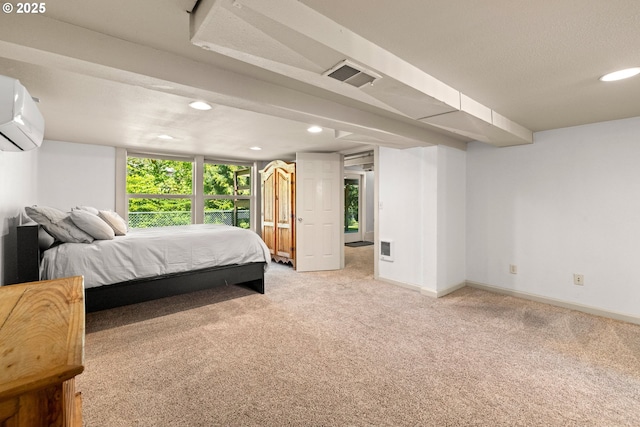 7750 SW 4th Ave, Portland, OR 97219 - carpeted bedroom with recessed lighting, a wall unit AC, and baseboards