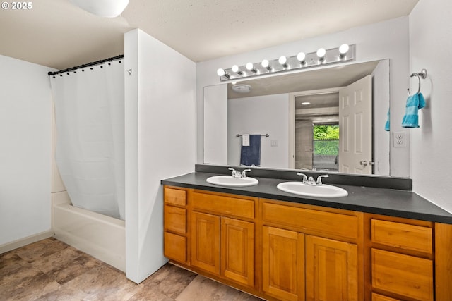 7750 SW 4th Ave, Portland, OR 97219 - full bathroom featuring double vanity and shower / bath combination with curtain