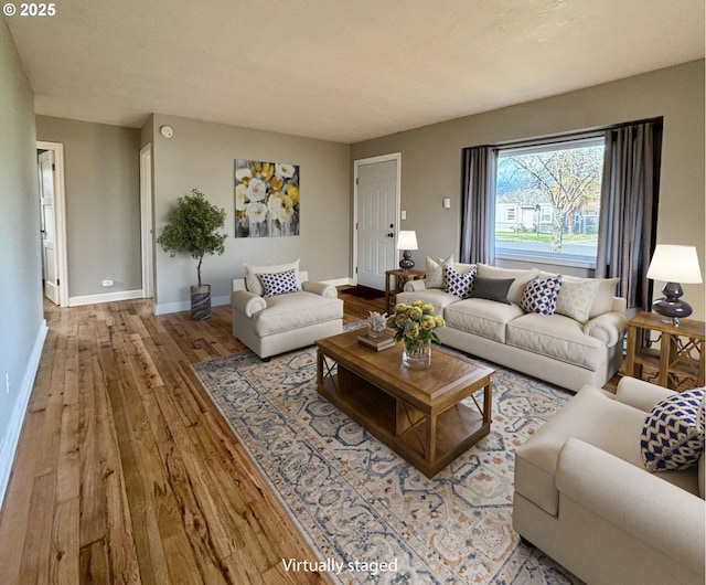 living room with wood-type flooring