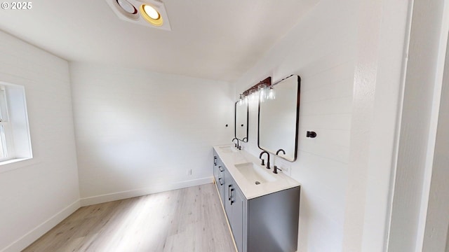 29700 Park Dr, Gold Beach, OR 97444 - bathroom with wood finished floors, vanity, and baseboards