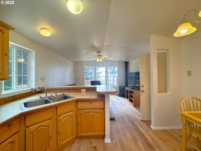 25500 Cape View Loop, Gold Beach, OR 97444 - kitchen featuring white electric stove, stainless steel microwave, under cabinet range hood, a sink, and light countertops