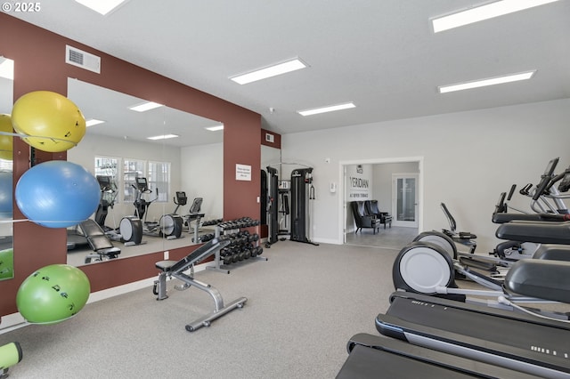 exercise room with visible vents