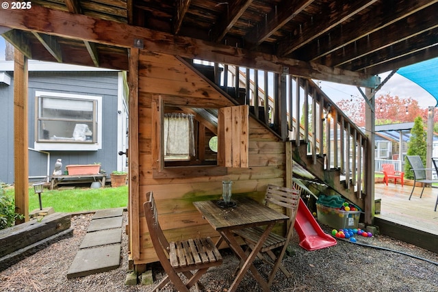 view of patio featuring stairs