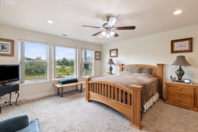 910 Swallow Ave, Sutherlin, OR 97479 - bedroom with carpet, baseboards, recessed lighting, and ceiling fan