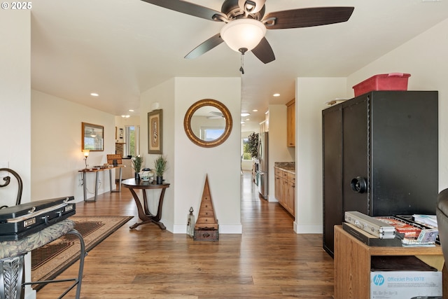 910 Swallow Ave, Sutherlin, OR 97479 - hall with wood finished floors, recessed lighting, plenty of natural light, and baseboards