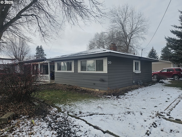 view of snow covered exterior