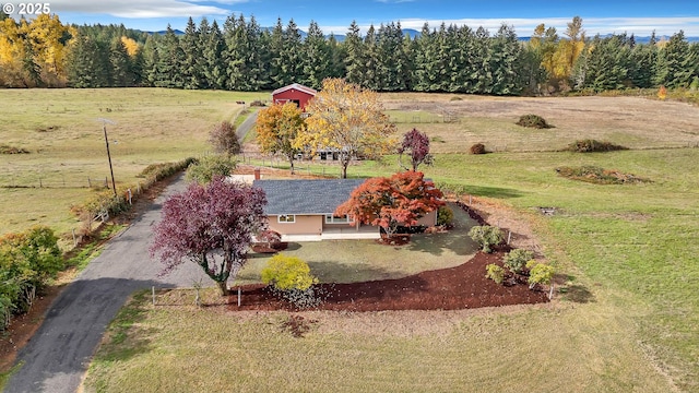 aerial view featuring a rural view