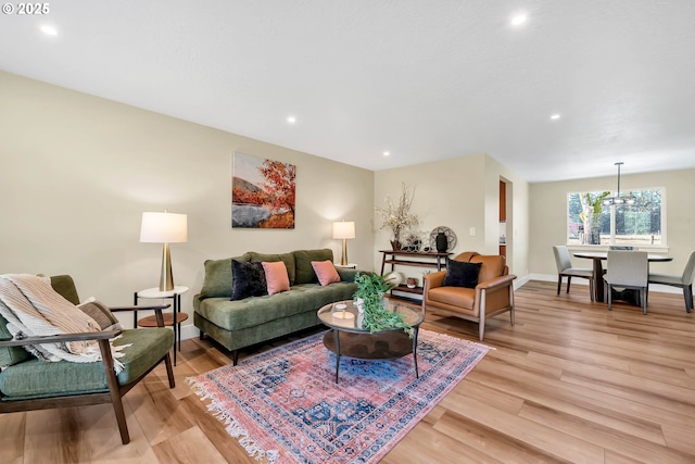 living room with light wood-type flooring