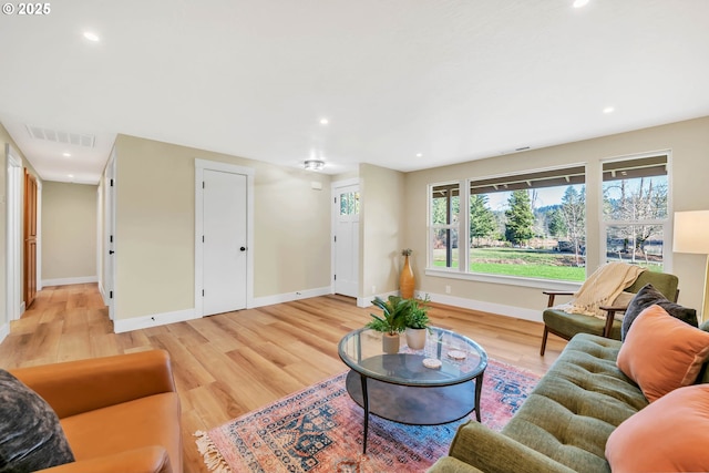 living room featuring light hardwood / wood-style floors