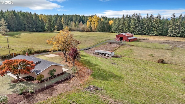 aerial view featuring a rural view