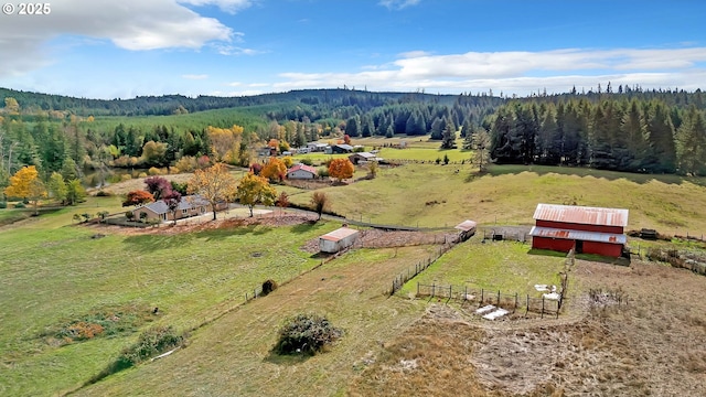 aerial view featuring a rural view