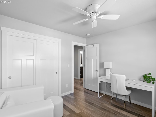 1793 SE Jonathan Ave, Dallas, OR 97338 - office featuring wood finished floors, baseboards, and a ceiling fan