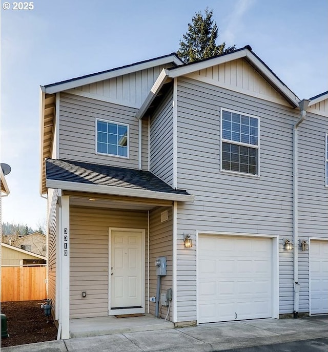 view of front of property with a garage