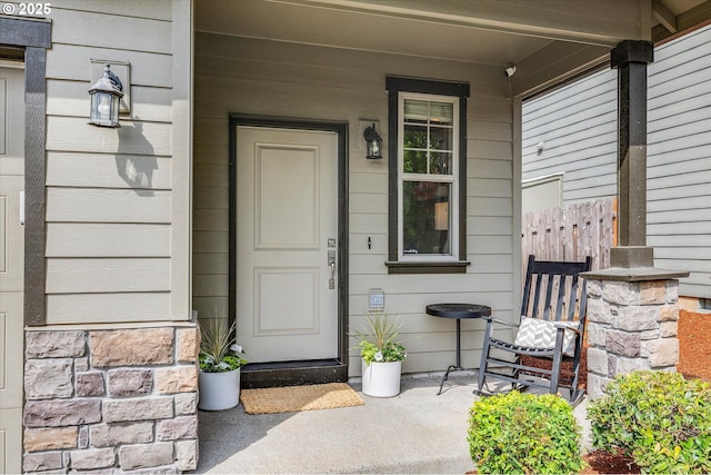 property entrance with a porch