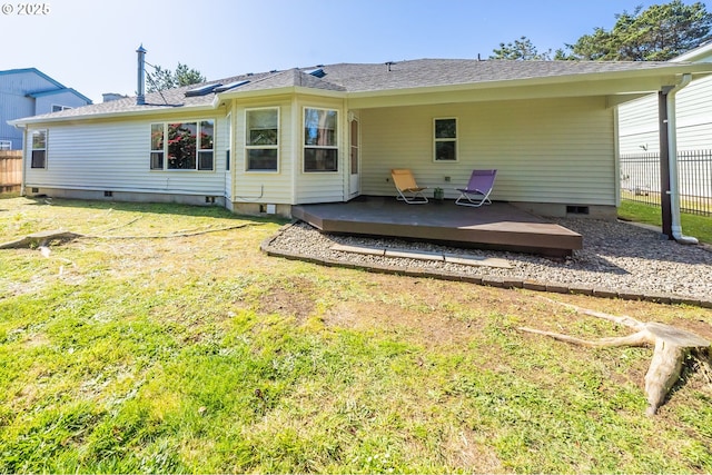 105 Sijota St, Gleneden Beach, OR 97388 - back of house with a yard, a deck, fence, and crawl space