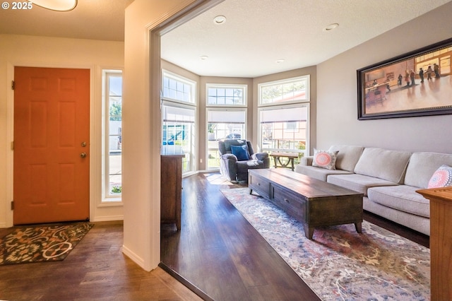 105 Sijota St, Gleneden Beach, OR 97388 - living room featuring baseboards, recessed lighting, and wood finished floors