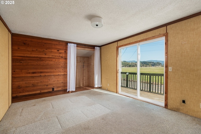 carpeted spare room with a textured ceiling