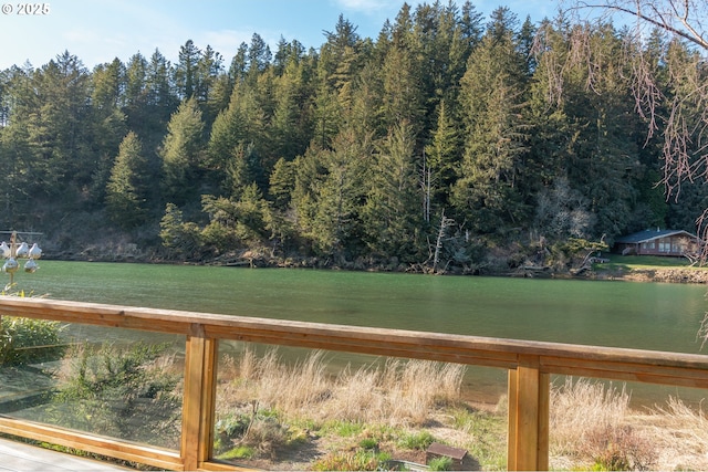 water view with a wooded view