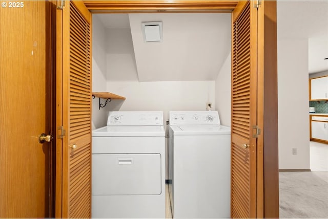 5002 SW Vacuna St, Portland, OR 97219 - laundry area with washer and clothes dryer and carpet