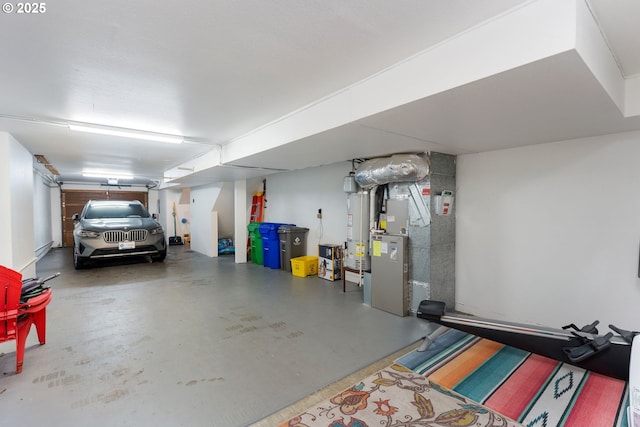 garage featuring gas water heater