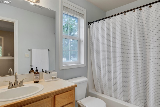 18211 NE 32nd St, Vancouver, WA 98682 - bathroom with toilet, shower / bath combo, vanity, and visible vents