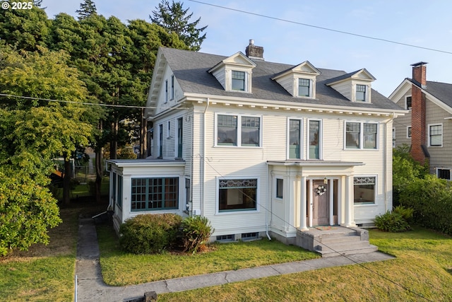 1343 Jerome Ave, Astoria, OR 97103 - view of front of home featuring a front lawn and a chimney