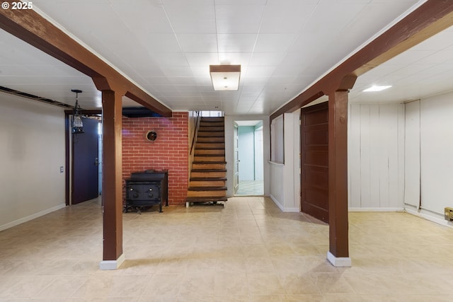 2000 Harney St, Vancouver, WA 98660 - finished below grade area featuring a wood stove and stairs