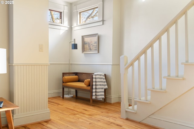 living area featuring hardwood / wood-style flooring