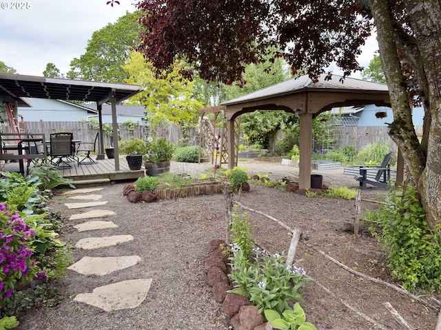 19795 SW Frances St, Beaverton, OR 97003 - view of yard featuring a gazebo, a deck, and fence