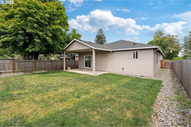 5807 NE 77th Cir, Vancouver, WA 98661 - rear view of property with a patio, a fenced backyard, and roof with shingles