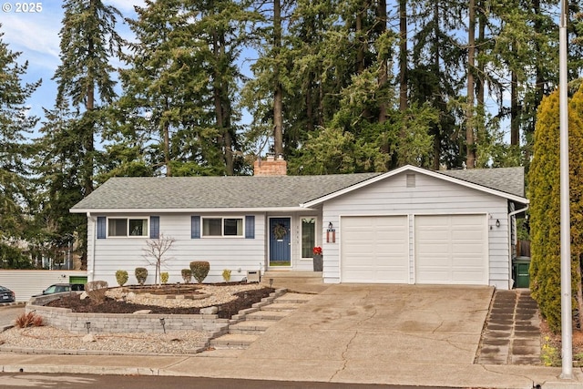 single story home with a garage