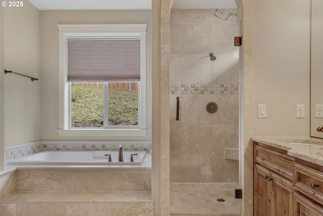 4506 NE 121st St, Vancouver, WA 98686 - full bathroom with a stall shower, a bath, and vanity
