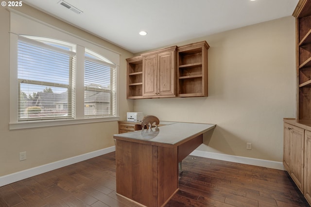 4506 NE 121st St, Vancouver, WA 98686 - office area with dark wood finished floors, baseboards, and recessed lighting