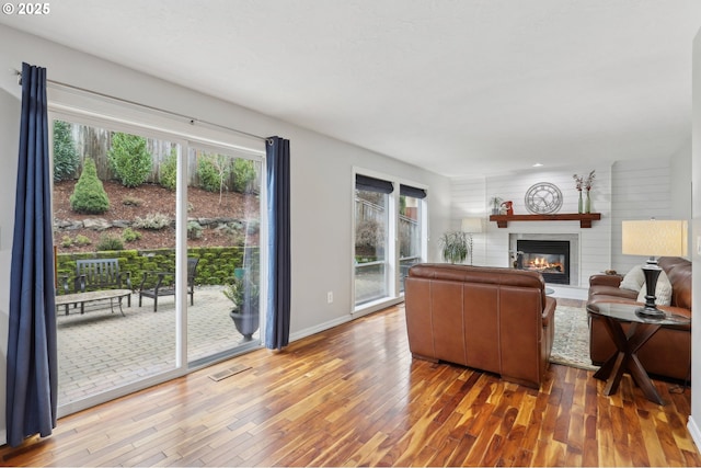 living room with hardwood / wood-style floors