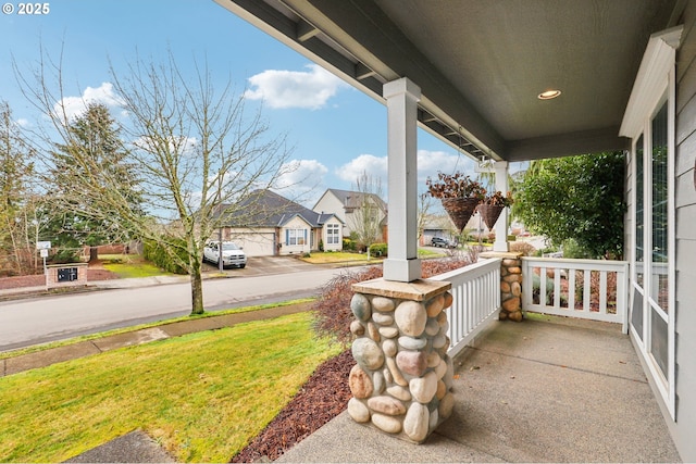 view of patio featuring a porch