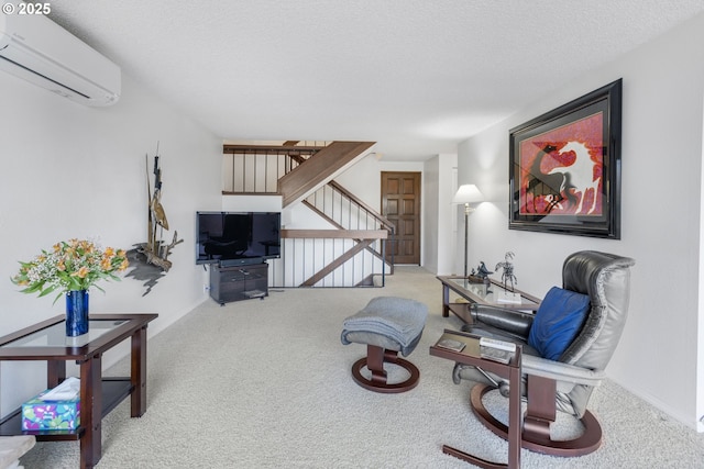 540 Montara Way, Eugene, OR 97405 - carpeted living area with an AC wall unit and a textured ceiling