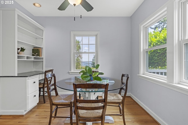 5707 SW Menefee Dr, Portland, OR 97239 - dining area with light wood-style floors and ceiling fan
