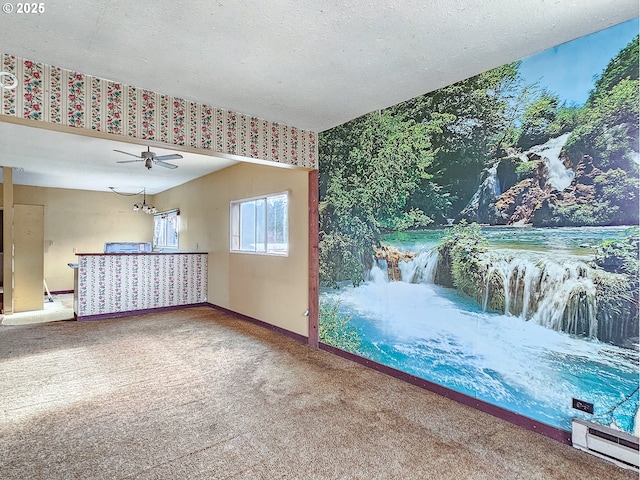 interior space featuring ceiling fan