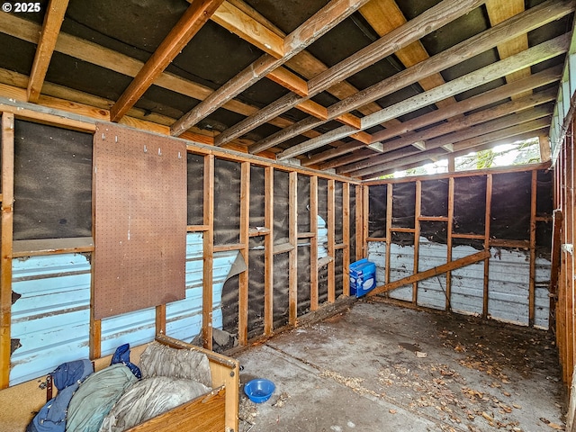 view of unfinished attic