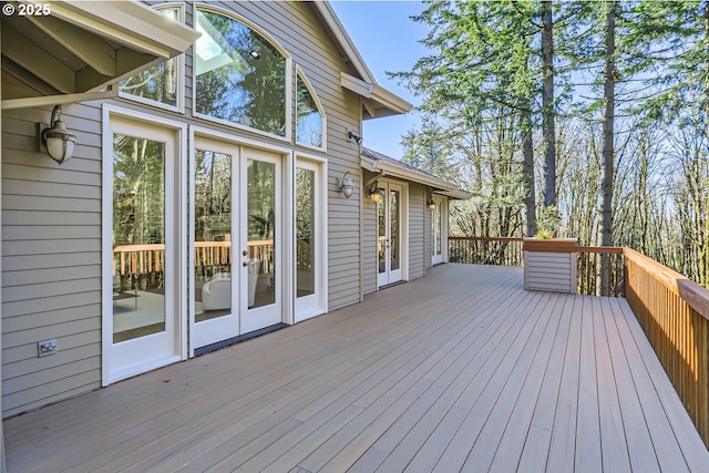 wooden deck with french doors