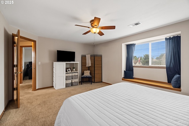 4931 NE Mink Ct, Salem, OR 97305 - bedroom featuring light carpet and ceiling fan