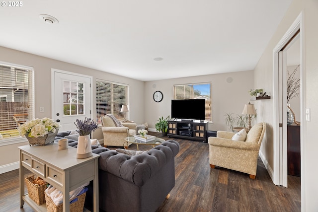 4931 NE Mink Ct, Salem, OR 97305 - living area featuring dark wood-style flooring and healthy amount of natural light