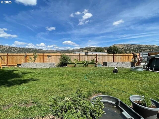 view of yard with a fenced backyard