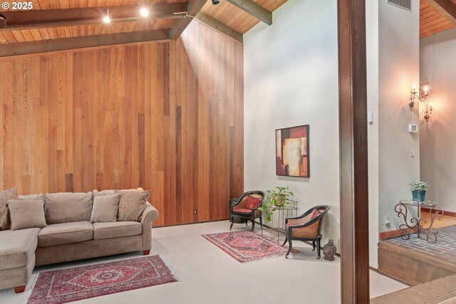 86595 N Modesto Dr, Eugene, OR 97402 - living room with wooden ceiling and wooden walls