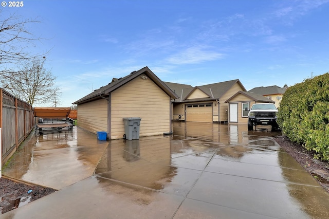 exterior space with a garage