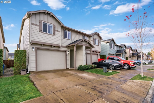 view of front of home with a garage and central air condition unit